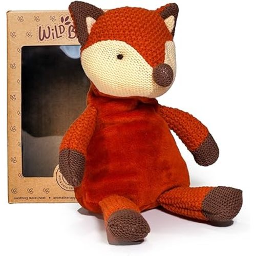 WILD BABY Fox Weighted Stuffed Animals - Microwavable Animals with Lavender, 12 inch Heatable Plush for Kids - Soft, Cuddly, Warming Stuffed Animal for Baby - Gift Box Ready