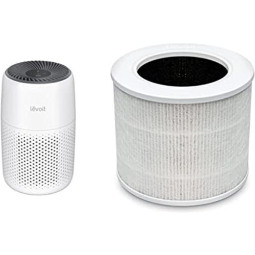 LEVOIT Core Mini Air Purifier and Replacement Filter - Compact and Portable Design, 360° VortexAir Technology, 3-Stage Filtration System, Removes Allergens, Odors, and Pet Dander