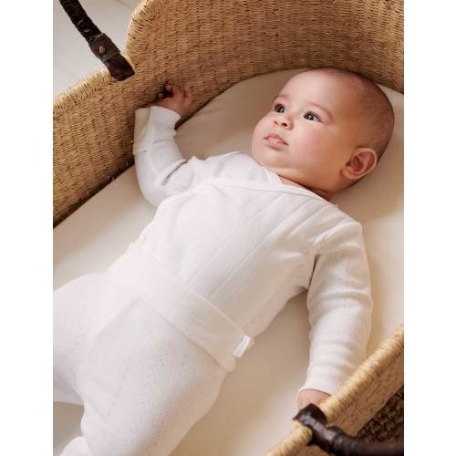 White Pointelle Long Sleeve Wrap Bodysuit