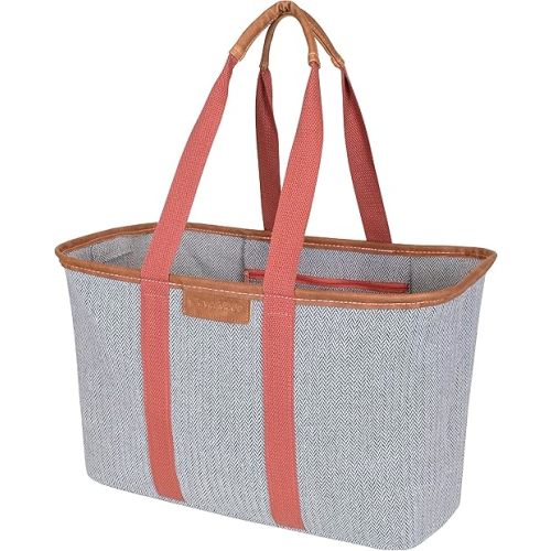 CleverMade EcoBasket Reusable Grocery Tote - Collapsible Storage Shopping Organizer - Heavy Duty Utility Bag Home