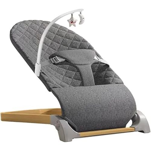 Baby Bouncer, Portable Baby Bouncer Seat for Babies 0-12 Months with 3 Hight Adjustable and Removable Bar, Portable Baby Bouncer Chair for Baby Newborn Toddler Infant