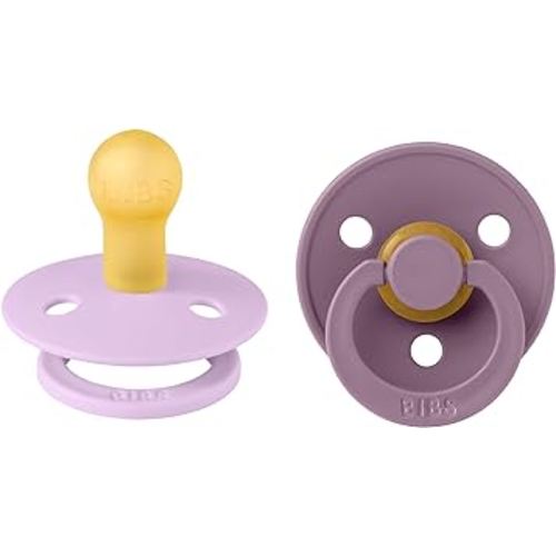 BIBS Pacifiers | Natural Rubber Baby Pacifier | Set of 2 BPA-Free Soothers | Made in Denmark | Violet Sky/Mauve 6+ Months (Pack of 2)