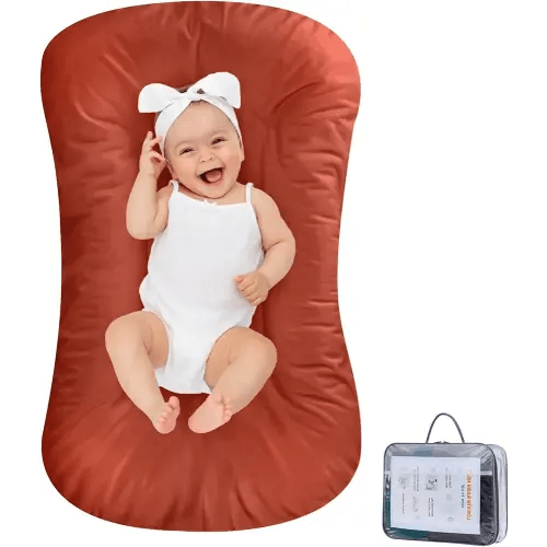 Baby Lounger 100% Cotton,Infant Lounger Baby Nest Co Sleeping Baby Bed,Baby Nest Sleeper Lounger Baby Lounger Pillow for Newborn Baby Lounger 0-24 Months,Coffee