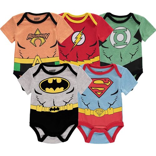 DC Comics Boys Justice League Multi Pack Bodysuits - Assorted Superhero Onesies