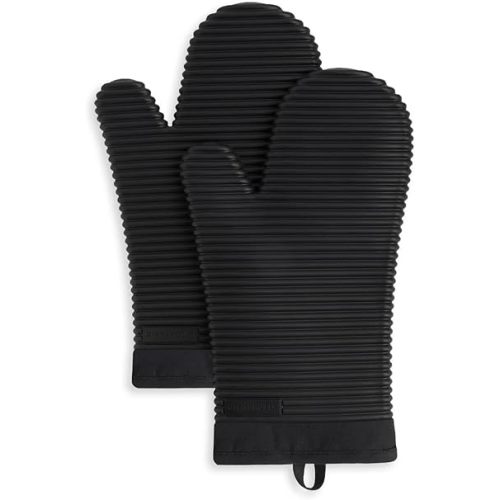 KITCHENAID Ribbed Soft Silicone Oven Mitt 2-Pack Set, 7.5"x13", Matcha