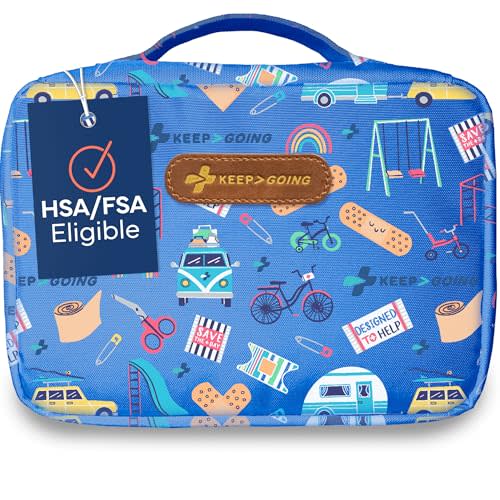 KeepGoing Large Home First Aid Kit for Kids – 270 Pc. for Car, Home, Dorm, & Boat with Latex-Free Bandages – 10 x 7 x 3.5 in. Travel First Aid Kit (Signature)