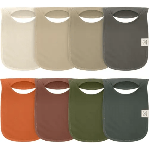 KeaBabies 8-Pack Baby Bibs for Boys, Girls - Pullover Bibs for Drooling Teething Baby Girl & Boy Toddler, Newborn, Soft & Absorbent, Cute Colors, Large Torso Coverage Keep Infant Clean & Dry (Brick)