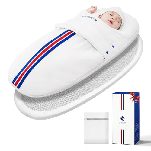 evoceler Baby Swaddle Sleep Sack - 1.0 TOG Swaddle with Temperature Monitor & Supportive Mattress, Organic Cotton Wearable Blanket, Soft and Breathable, Reduces Startle Reflex (3-6 Months, S)