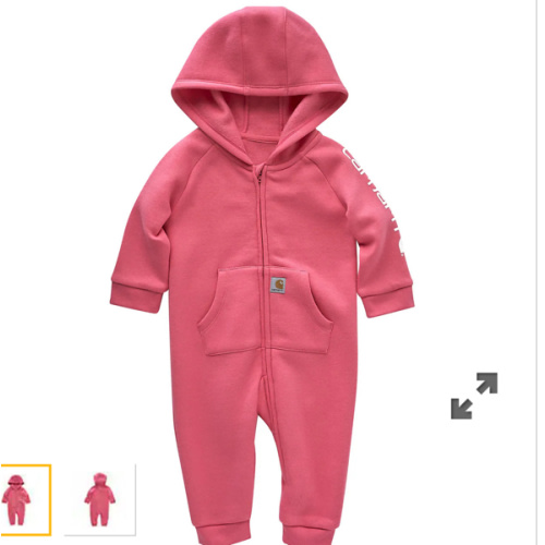 Girls' Long Sleeve Fleece Zip-Front Hooded Coverall (Baby) | Kids' Fall Layering Essentials | Carhartt