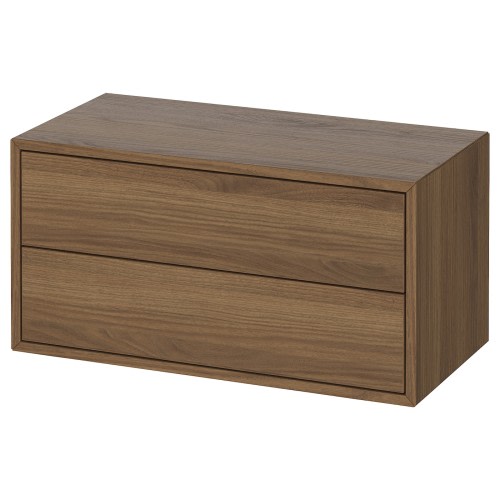 EKET Cabinet with 2 drawers - brown/walnut effect 27 1/2x13 3/4x13 3/4 "