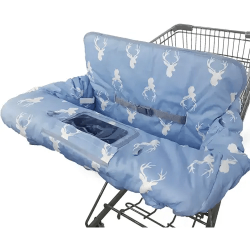 Shopping Cart Cover for Baby boy Girl, Non-Slip Design Cart Covers for Babies, Infant Cotton High Chair Cover, Machine Washable, Toddler Grocery Cover (Navy Deer)