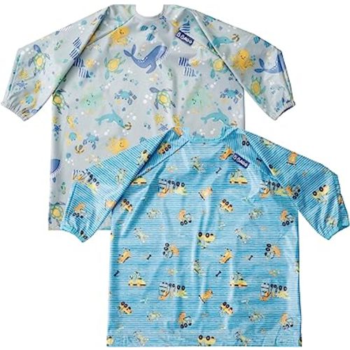 BIBaDO Mess Proof Baby Feeding Bibs, Long Sleeve Weaning Essential 6 to 36 Months Toddler Bib, Waterproof, Machine Washable