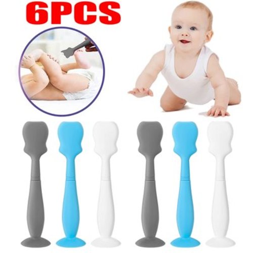 1/3/6Pieces Baby Cream Spatula With Suction Cup Cream Applicator Silicone Diaper Rash Cream Brush With Humanized Handle For Newborns
