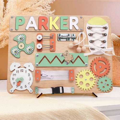 Customized Busy Board With Baby Name - Wooden Montessori Toys | KindlyToys