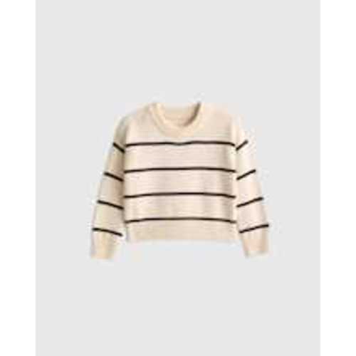 100% Organic Cotton Striped Crew Sweater