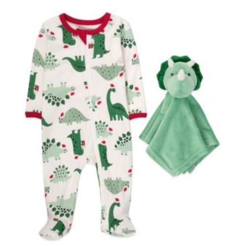 Baby Boys 2-Piece Dinosaur Footie with Snuggler Set