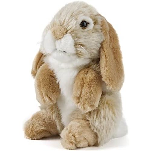 Living Nature Brown Sitting Lop Eared Rabbit Stuffed Animal | Fluffy Rabbit Animal | Soft Toy Gift for Kids | 7 inches