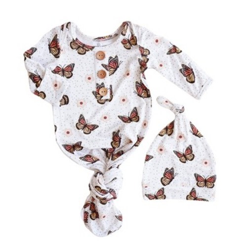 Caden Lane® Newborn Knot Gown & Hat Set Butterfly Kisses Newborn