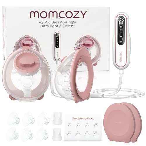 Momcozy Breast Pump BP141 Slim & Quiet,Hands-Free & Lightweight Pump with Upgraded Flange, High Efficient Electric Pump, 3 Modes|9 Levels, Hot Pink
