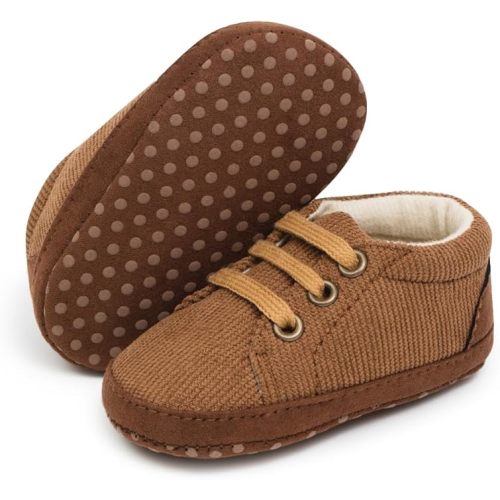 Meckior Toddler Baby Boys Girls High Tops Ankle Sneakers Soft Anti-Slip Sole PU Leather Moccasins Infant Newborn Prewalker First Walking Crib Shoes