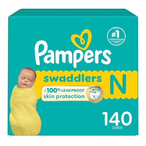 Pampers Baby Diapers - Swaddlers - Size 0, 140 Count, Ultra Absorbent Disposable Newborn Diaper
