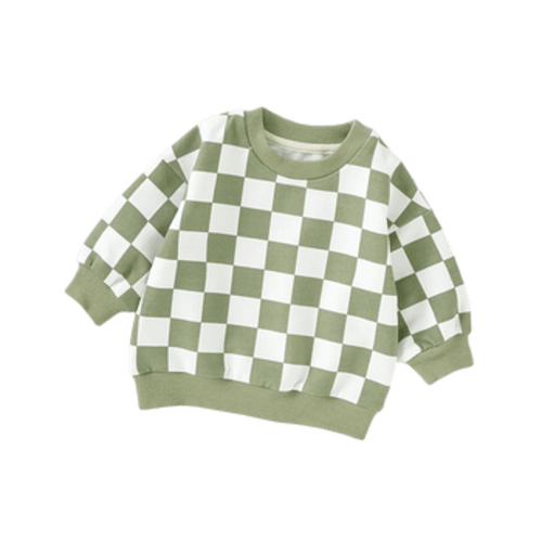 Organic Checkered Cotton Sweatshirt, 6-12M