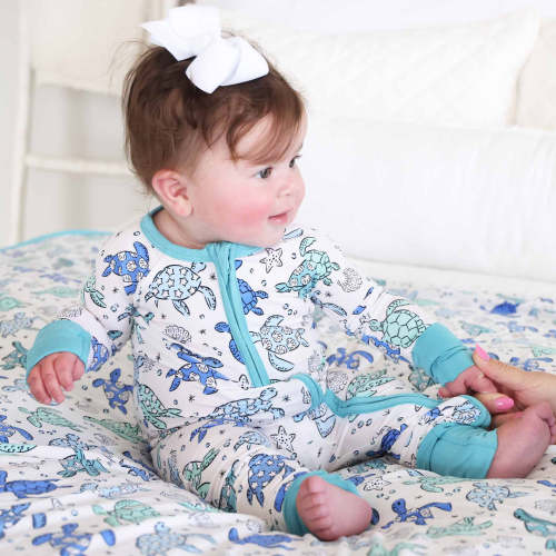 Sea Turtle Splash Convertible Zip Romper