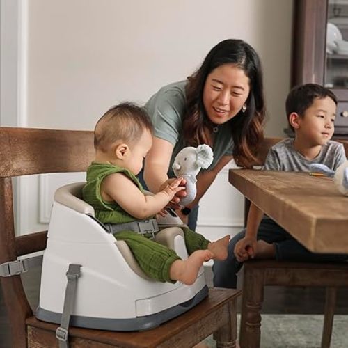 Ingenuity Baby Base 2-in-1 Booster Feeding and Floor Seat with Self-Storing Tray - Cashmere