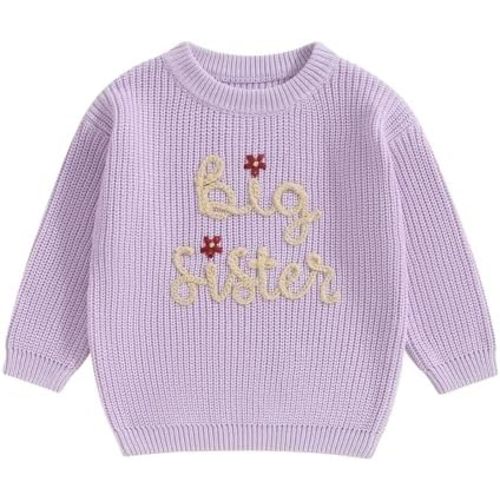 Big Sister Little Sis Matching Outfits Knit Sweatshirt Oversized Pullover Sweater Toddler Fall Winter Clothes