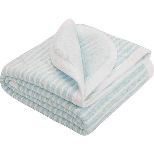NTBAY Jersey Cotton Quilted Toddler Blanket, Breathable and Warm for Boys and Girls Baby Blanket, 30x40 Inches, Blue