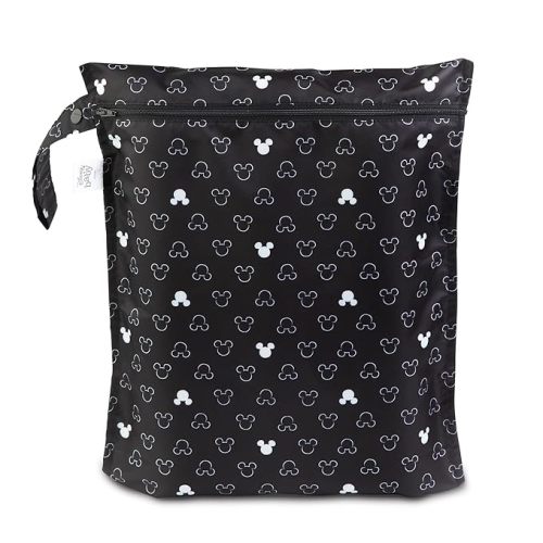Bumkins Disney Waterproof Wet Bag for Baby, Travel, Swim Suit, Cloth Diapers, Pump Parts, Pool, Gym, Toiletry, Strap to Stroller, Daycare, Zipper Reusable Bag, Packing Pouch, Mickey Mouse Icon