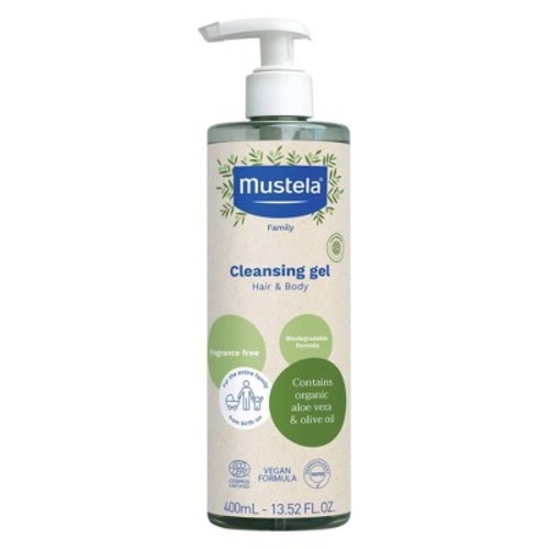 Mustela Certified Organic Cleansing Gel with Olive Oil and Aloe - Fragrance Free - 13.5 fl oz