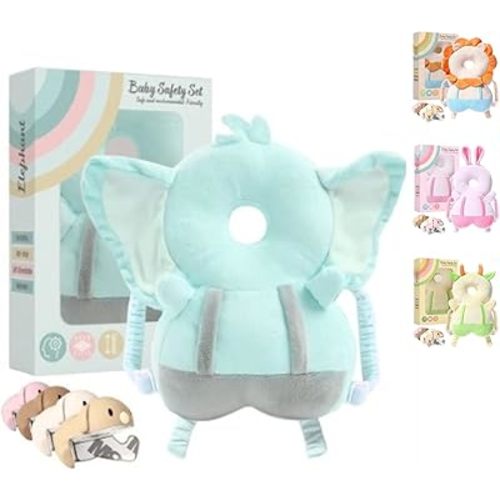 Baby Safety Set for Toddlers (Elephant) - Baby Head Protector Backpack and Corner Guards Baby Proof, Ideal for First-Time Parents, by Safety First Baby.