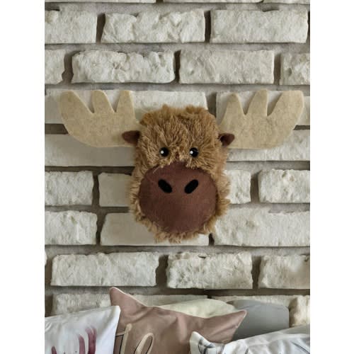 Moose Head Wall Mount – Plush Stuffed Animal Wall Decor – Woodland Nursery Wall Art – Faux Moose Taxidermy – Kids Room Decor
