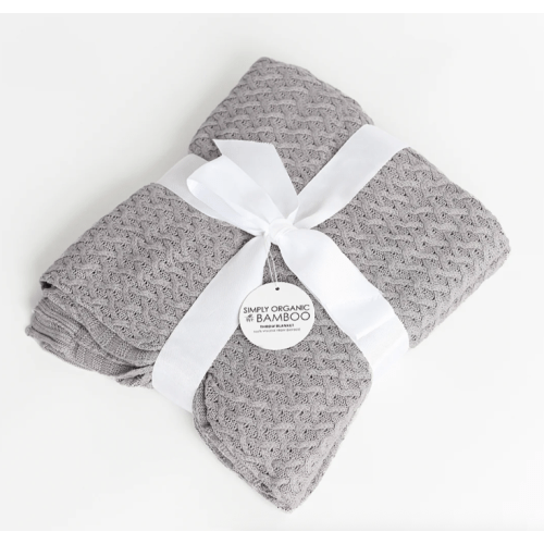 Simply Organic Bamboo Knitted Blanket, Gray Fog