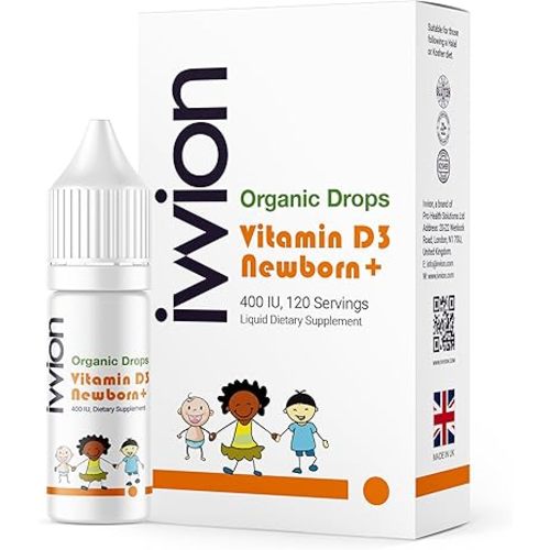 Organic 10 UG 120 Drops- Daily Vitamin D3 Supplement for Infant and Young Children
