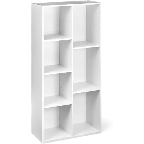 Amazon Basics 7 Cube Organizer Bookcase, White, 9.25 x 19.49 x 41.73 inch