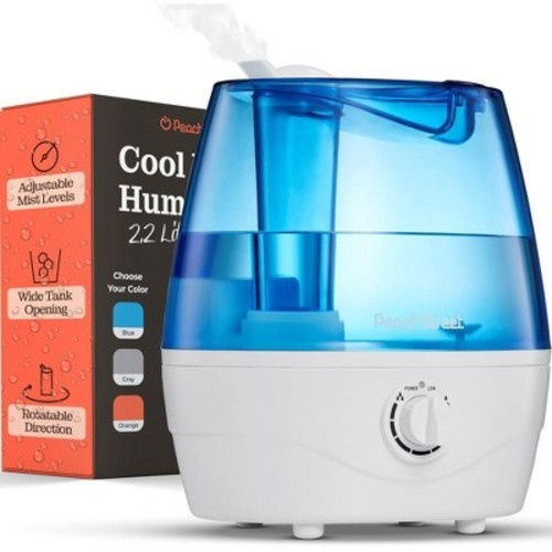 Peach Street Cool Mist Humidifiers for Bedroom - 2.2L Tank, Baby, Office, Quiet Ultrasonic Vaporizer, Adjustable Mist Level, Large Area, Easy Clean, Color: Blue