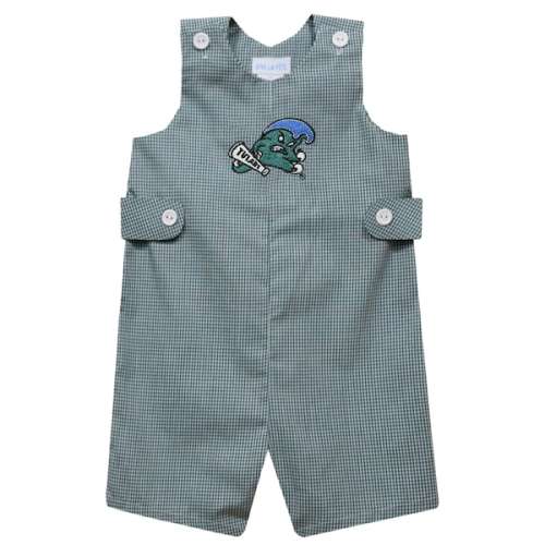 Tulane Green Wave Vive La Fete Infant Gingham Jon Jon Romper - Green