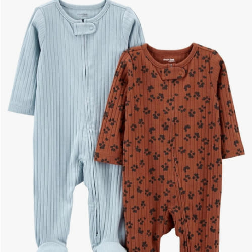Simple Joys by Carter's Unisex Baby 2-Pack 2-Way Zip Textured Sleep and Play