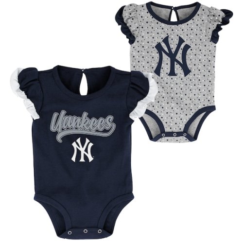 New York Yankees Newborn & Infant Scream & Shout Two-Pack Bodysuit Set - Navy/Heathered Gray