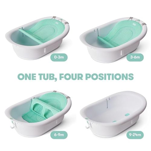 Frida Baby 4-in-1 Grow-with-Me Baby Bathtub, Baby Tub for Newborns to Toddler with Removable Bath Seat & Backrest for Bath Support in Tub - 4-in-1 Grow-with-Me Bath Tub