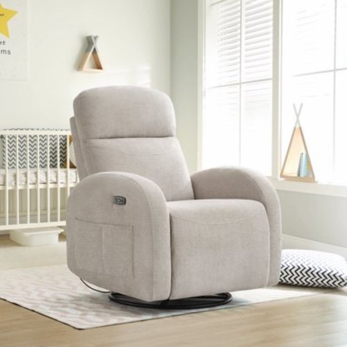 Aemeios Chenille Swivel Rocker Glider Power Recliner Nursery Rocking Chair with USB and Type-C Ports, Camel