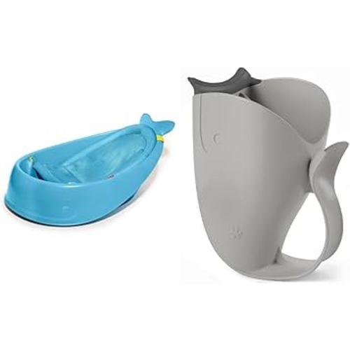 Skip Hop 3-Stage Smart Sling Baby Bath Tub and Tear-Free Waterfall Rinser Bundle
