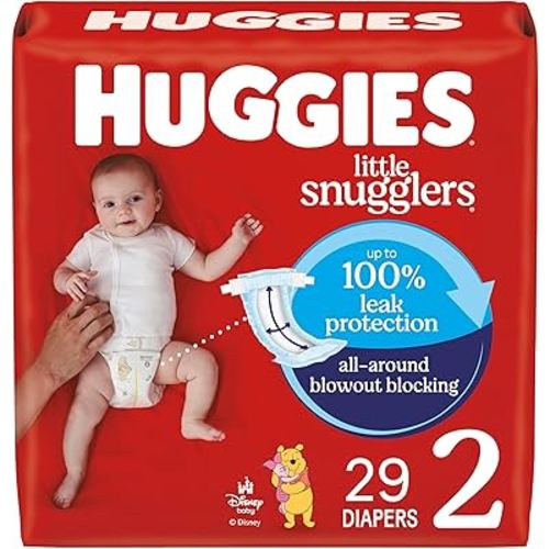 Huggies Size 2 Diapers, Little Snugglers Baby Diapers, Size 2 (12-18 lbs), 29 Count, Packaging May Vary