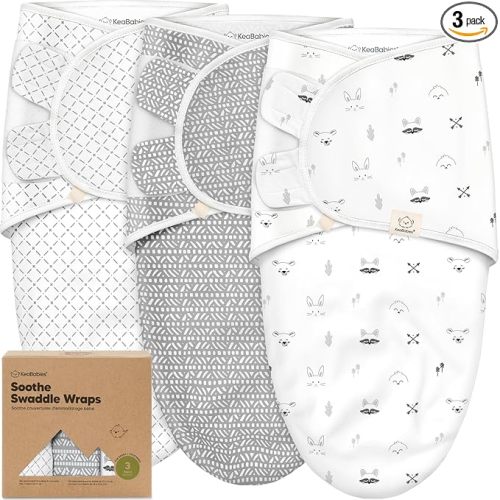 KeaBabies 3-Pack Organic Baby Swaddle Sleep Sacks - Swaddles for Newborns, Infant 0-3 Months, Baby Girls, Boys, Soft & Snug Newborn Sleep Sack, Nursery Swaddling Blankets (Nordic)