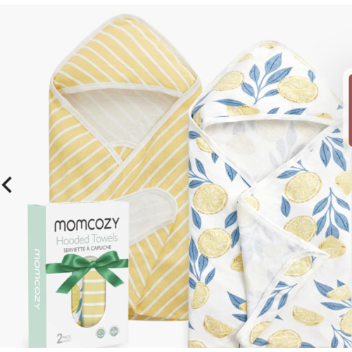 2-Pack Momcozy Baby Hooded Towels - Lemon Design