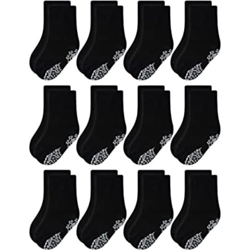 RATIVE Non Skid Anti Slip Crew Socks With Grips for Baby Infant Toddlers Kids Boys