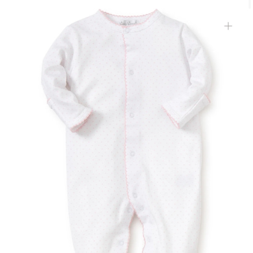 White/Pink New Kissy Dots Print Footie | 3-6 M or 6-9M