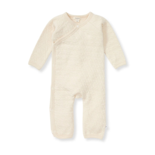 Organic Cotton Quilted Bee Wrap Front Baby Jumpsuit Oat